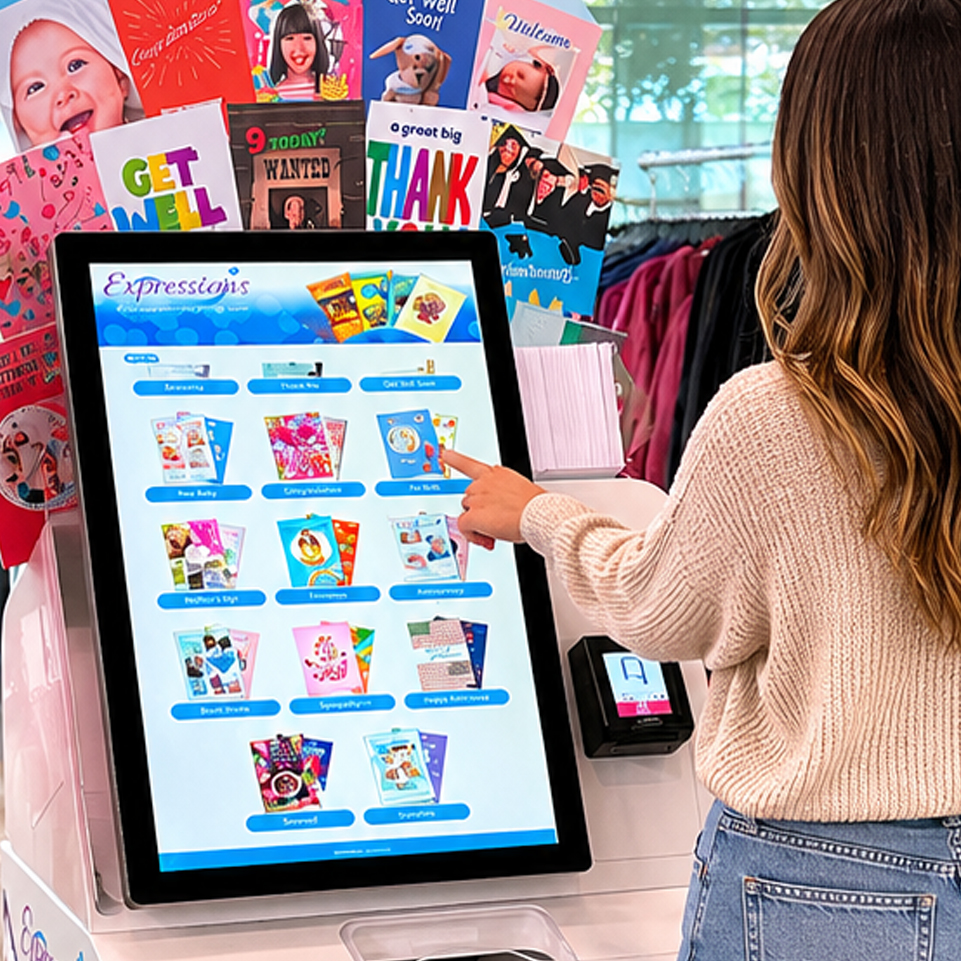 Expressions kiosk at an office retail counter